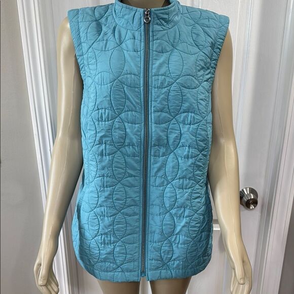 RA E QUILTED GILET PEACOCK BLUE - Picture 2 of 8